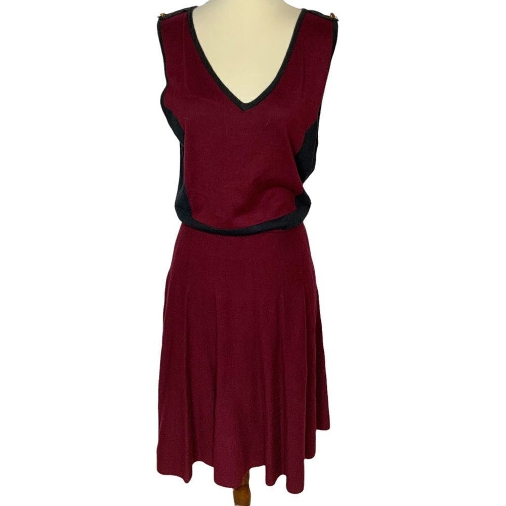 Romeo & Juliette Couture Maroon Red Sleeveless Sweater Dress Fit & Flare Size L - Picture 3 of 11
